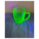 Uranium green depression glass mug