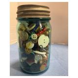 Mason jar of buttons pint size