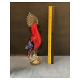 Murano Art glass red parrot