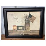 Rustic Picture w/ American flag 19ï¿½x15ï¿½