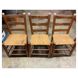 3 Ladder Back Woven Seat Chairs