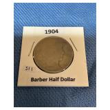 1904 Barber Silver Half Dollar