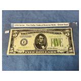 1934 Five  Dollar Federal Reserve Note Green Seal