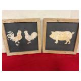 Farmhouse style pictures pig and roosters 13ï¿½x13ï¿½