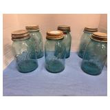 6 Blue Ball Mason Jars Quart size