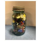 Mason jar of buttons quart size