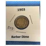 1903 Silver Barber Dime