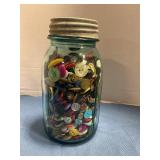 Mason jar of buttons quart size