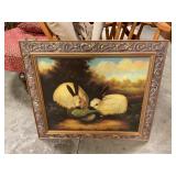 Rabbit canvas painting by P. Rolence 30ï¿½ x 26.5ï¿½