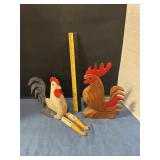 Rooster figurine carved wood