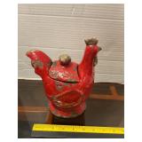 Ceramic rooster vessel with lid 8ï¿½ tall