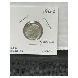 1962 Roosevelt, silver dime