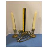 Brass horse & candlesticks