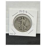 1919S Walking liberty silver half dollar