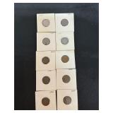 10 Vintage Indian head pennies 1800 & 1900 dates