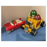 M&M Candy Dispenser & ceramic Cadillac dish
