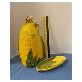 McCoy  Pottery Ear of Corn cookie jar & holder