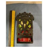 Vintage cast iron wall-mount matchbox holder