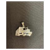 Sterling silver semi truck pendant