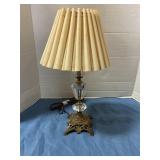 Antique Brass & Glass Accent Lamp 15" tall