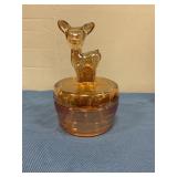 Jeanette Marigold carnival glass candy dish