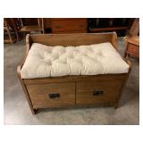 Wooden storage bench with drawer & pad