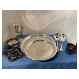 Silver-plated platters , cup napkin rind & goblet