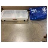 Rubbermaid under bed storage on rollers/Ziploc bag