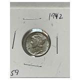 1942 MercurySilver  Dime