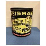 Reismans Pretzel tin 12" tall