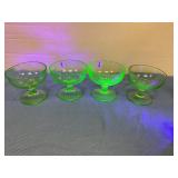 4 Depression Uranium glass dessert dish