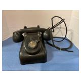 Vintage hand-crank desk telephone
