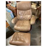 Leather recliner with ottoman