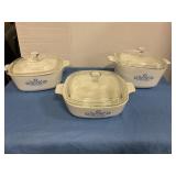 Corning Ware casserole dishes with lids