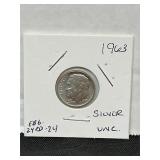 1963 Roosevelt, silver dime