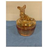 Jeanette Marigold carnival glass candy dish