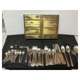 WM Rogers Silver Plate Flatware Set in chest