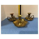 Vintage brass chamberstick candleholders