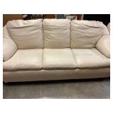 Leather Like Sofa Cream Color w/ a cushion repair