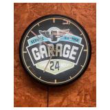 Light up Garage Clock 15" round Open 24hours