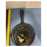 Cast iron skillet clock with duck