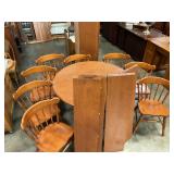Tell City table w/ 4 leaves & 8 chairs
