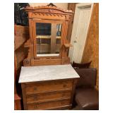 Antique marble top dresser with mirror  3 drawers