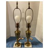 Brass W/ marble base Lamps(NO SHADES)