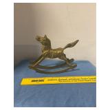 Vintage brass rocking horse figure
