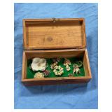 Wood jewelry box with jewelry