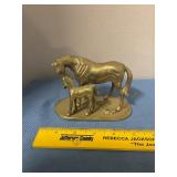 Vintage brass mare & foal figure