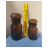 Vintage Amber glass apothecary jars