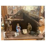 Wooden/ceramic nativity scene