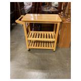 Wooden kitchen cart on wheels